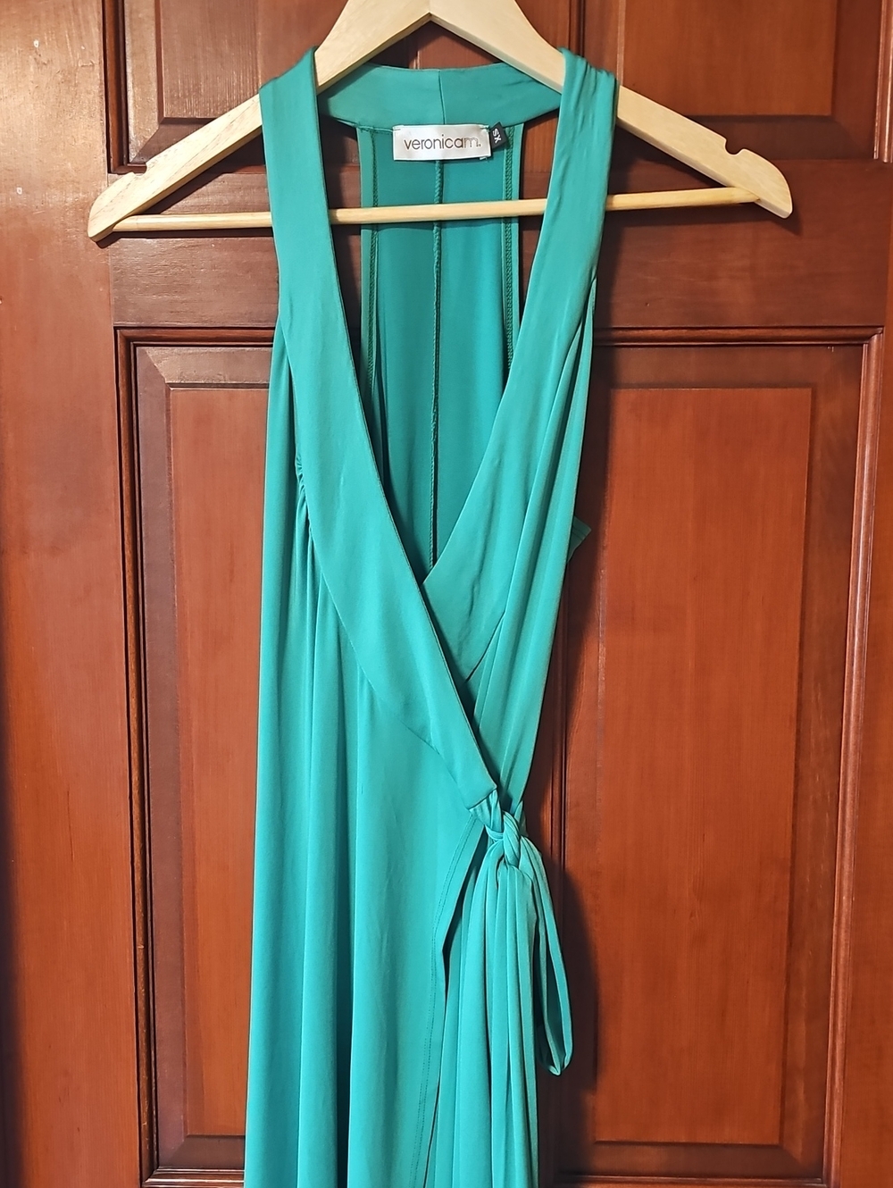 Veronica M Emerald Green, Sleeveless, Wrap Maxi Dress